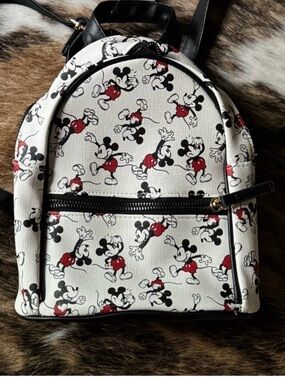 Mickey Mouse Mini Backpack - White with Red & Black Print